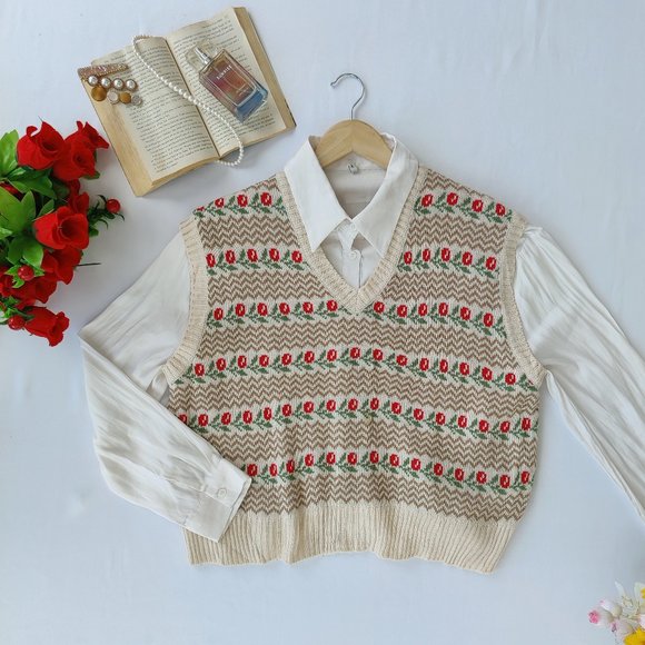 Urbanic | Sweaters | Rose Patterned Vest | Poshmark
